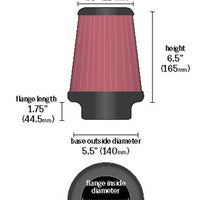 K&N Universal Air Filter 3-1/2in Flange / 5-1/2in Base / 4-1/2in Top / 6-1/2in Height