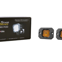 Diode Dynamics Stage Series C1 LED Pod - Yellow SAE Fog Flush ABL (Pair)