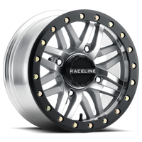 Raceline A91MA Ryno 15x10in/4x156 BP/0mm Offset/132.5mm Bore - Machined & Black Ring Beadlock Wheel