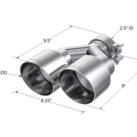 MBRP Universal T304 SS Dual Tip 4in OD/2.5in Inlet