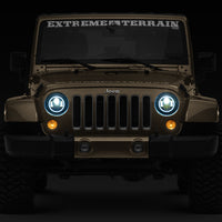 Raxiom 97-18 Jeep Wrangler TJ/JK Axial 7-Inch LED Headlights w/RGB Halo- Blk Hsng (Clear Lens)