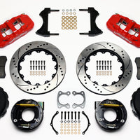 Wilwood AERO4 Rear P-Brake Kit 14.00in Drilled Red Small Ford 2.66in Offset