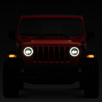 Raxiom 18-22 Jeep Wrangler JL/JT Axial Series LED Headlights- Black Housing (Clear Lens)