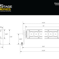 Diode Dynamics 18 In LED Light Bar Single Row Straight - Amber Combo Each Stage Series