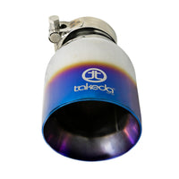 aFe Takeda 304 Stainless Steel Clamp-On Exhaust Tip 2.5in Inlet / 4in Outlet - Blue Flame