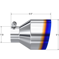 MBRP Univ. T304 Stainless Steel Burnt End Tip 2.5in ID / 5in OD / 6.5in Length Angle Cut Single Wall