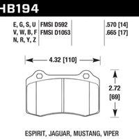 Hawk Mustang/Camaro/Lotus Brembo Calipers ER-1 Endurance Racing Brake Pads