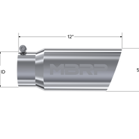 MBRP Universal Tip 5 O.D. Angled Single Walled 4 inlet 12 length