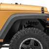 Officially Licensed Jeep 07-18 Wrangler JK Aluminum Inner Fender Liners w/ Jeep Logo- Front-Txt Blk