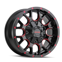 Mayhem 8015 Warrior 20x10 / 5x127 BP / -25mm Offset / 87mm Hub Black w/ Prism Red Wheel