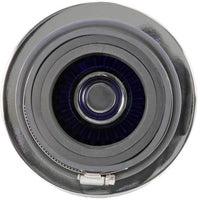 K&N Universal Air Filter Chrome Round Tapered Blue - 4in Flange ID x 1.125in Flange Length x 5.5in H