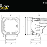 Diode Dynamics Stage Series C1 LED Pod - Yellow SAE Fog Standard ABL (Pair)