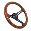 NRG Reinforced Steering Wheel (350mm / 3in. Deep) Brown Wood w/Blk Matte Spoke/Black Center Mark