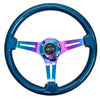 NRG Classic Wood Grain Steering Wheel (350mm) Blue Pearl/Flake Paint w/Neochrome 3-Spoke Center