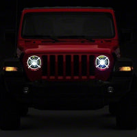 Raxiom 18-22 Jeep Wrangler JL/ JT 9-Inch LED Headlights w/ DRL and Halo- Black Housing (Clear Lens)