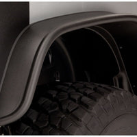 Bushwacker 07-18 Jeep Wrangler Flat Style Flares 2pc Fits 2-Door Sport Utility Only - Black