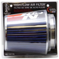 K&N Universal Air Filter Chrome Round Tapered Blue - 4in Flange ID x 1.125in Flange Length x 5.5in H