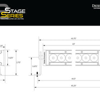 Diode Dynamics 42 In LED Light Bar Single Row Straight - Amber Driving Each Stage Series