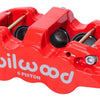 Wilwood Caliper-Forged DynaliteI w/Dust Seal-Red 4.04in Pistons, 1.25in disc,