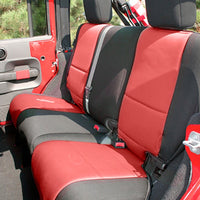 Rugged Ridge Seat Cover Kit Black/Red 07-10 Jeep Wrangler JK 4dr