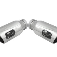 aFe MACH Force-XP 304 SS Single Wall Polished Exhaust Tip Pair 4in Inlet x 6in Outlet x 15in L