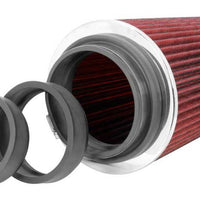 K&N Universal Air Filter Chrome Round Tapered Red - 4in Flange ID x 1.125in Flange Length x 9.5in H