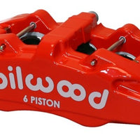 Wilwood Caliper-Forged Dynapro 6 5.25in Mount-Red-R/H 1.38/1.00/1.00in Pistons .81in Disc