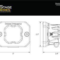 Diode Dynamics Stage Series C1 LED Pod Sport - Yellow Flood Flush ABL (Pair)