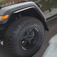 Rally Armor 19-24 Jeep JT Gladiator (Mojave/Rubicon) Black Mud Flap w/Metallic Black Logo