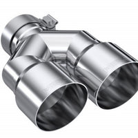 MBRP 3in ID / Dual 4in OD Out Staggered L 9.37in / R 9.87in Single Wall T304 SS Univ Exhaust Tip