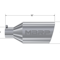 MBRP Universal Tip 8in O.D. Rolled End 4in inlet 18in length T304