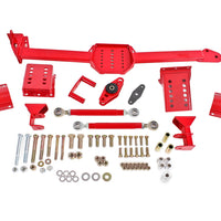 BMR 05-14 S197 Mustang Body Mount Watts Link Rod End/Poly w/ Adj. Axle Clamps - Red