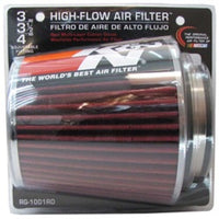 K&N Universal Air Filter Chrome Round Tapered Red - 4in Flange ID x 1.125in Flange Length x 5.5in H