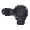 DeatschWerks 6AN ORB Male to 6AN Male Flare Low Profile 90-Degree Swivel - Anodized Matte Black