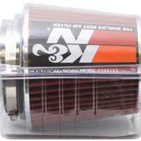 K&N Universal Air Filter Chrome Round Tapered Red - 4in Flange ID x 1.125in Flange Length x 5.5in H