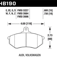 Hawk 1985 Audi 4000 1.8L S 256mm Rotors Front ER-1 Brake Pads