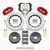 Wilwood Narrow Superlite 4R Rear Kit 14.00in Drilled Red 2007-up Jeep JK w/Lines