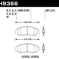 Hawk 02-03 Acura CL 3.2L Base OE Incl.Shims Front ER-1 Brake Pads