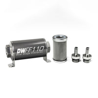 DeatschWerks Stainless Steel 3/8in 10 Micron Universal Inline Fuel Filter Housing Kit (110mm)