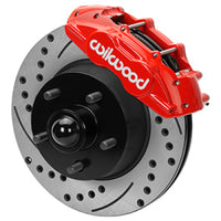 Wilwood 65-67 Ford Mustang D11 11.29 in. Brake Kit w/ Flex Lines - Drilled Rotors (Red)