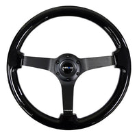 NRG Reinforced Steering Wheel Classic Wood Grain (350mm / 3in. Deep) Matte Black Solid 3-Spoke