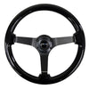 NRG Reinforced Steering Wheel Classic Wood Grain (350mm / 3in. Deep) Matte Black Solid 3-Spoke