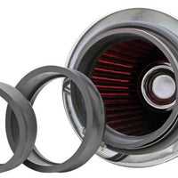 K&N Universal Air Filter Chrome Round Tapered Red - 4in Flange ID x 1.125in Flange Length x 5.5in H