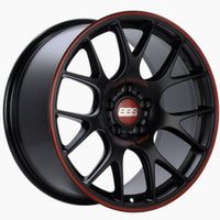 BBS CH-R Nurburgring Edition 19x8.5 5x112 ET48 Satin Black/Red Lip Wheel - 82mm PFS/Clip Req.