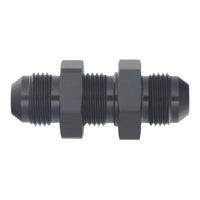 DeatschWerks 8AN Male Flare to 8AN Male Flare Bulkhead Adapter (Incl Nut) - Anodized Matte Black