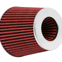 K&N Universal Air Filter Chrome Round Tapered Red - 4in Flange ID x 1.125in Flange Length x 5.5in H