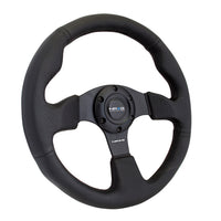 NRG Reinforced Steering Wheel (320mm) Black Leather w/Black Stitching