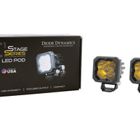 Diode Dynamics Stage Series C1 LED Pod Sport - Yellow Wide Standard ABL (Pair)