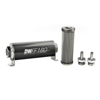 DeatschWerks Stainless Steel 3/8in 40 Micron Universal Inline Fuel Filter Housing Kit (160mm)