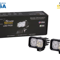 Diode Dynamics Stage Series 2 In LED Pod Sport - White Flood Standard RBL (Pair)